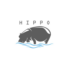 Big Hippopotamus Logo Design Vector