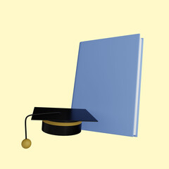 3d illustration of book with toga hat