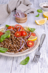 Salad with buckwheat and vegetables
