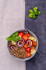 Salad with buckwheat and vegetables