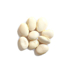 White fava bean seeds on white background