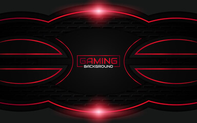 Abstract futuristic geometric black and red gaming background with modern esport shapes. Vector design template technology concept can use element game banner, sport poster, cyber wallpaper, web