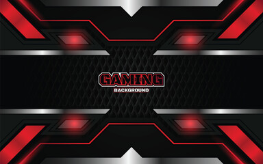 Abstract futuristic geometric black and red gaming background with modern esport shapes. Vector design template technology concept can use element game banner, sport poster, cyber wallpaper, web © Majri