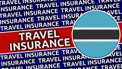 Botswana Circular Flag with Travel Insurance Titles - 3D Illustration