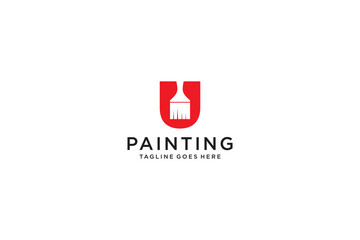Letter U for paint logo, paint services logo, paint logo vector