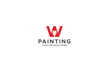 Letter W for paint logo, paint services logo, paint logo vector