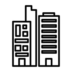 office outline icon, tower. isolated on a white background. for building themes, coloring books, skyscrapers etc.