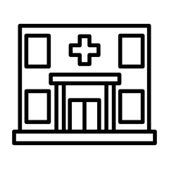 hospital outline icon. isolated on a white background. for the theme of doctor, patient, coloring book, medicine etc.