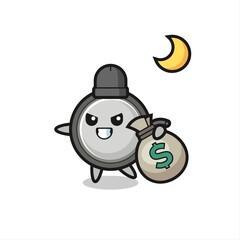 Illustration of button cell cartoon is stolen the money