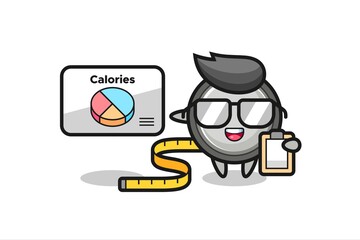 Illustration of button cell mascot as a dietitian
