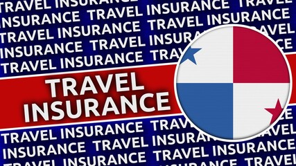 Panama Circular Flag with Travel Insurance Titles - 3D Illustration