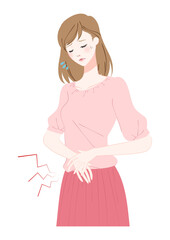 腹痛に苦しむ若い女性