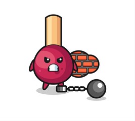 Character mascot of matches as a prisoner