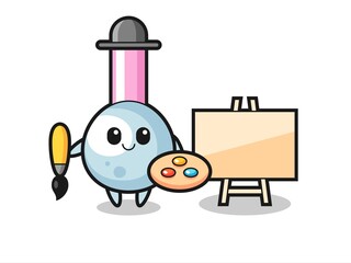 Illustration of cotton bud mascot as a painter