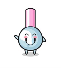 cotton bud cartoon character doing wave hand gesture