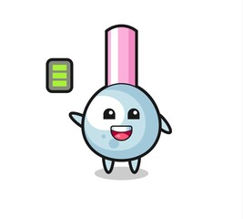 cotton bud mascot character with energetic gesture