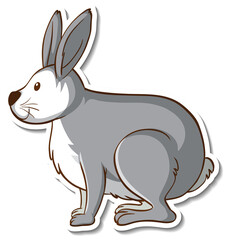 Sticker design with cute rabbit isolated