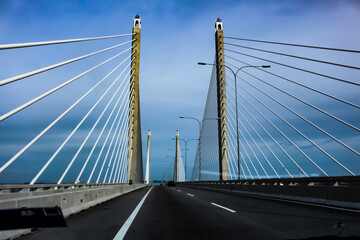 View Of Suspension Bridge Against Sky