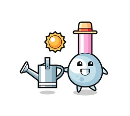 Cartoon character of cotton bud holding watering can