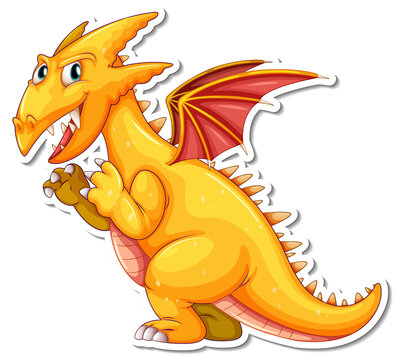 Yellow Dragon cartoon character sticker
