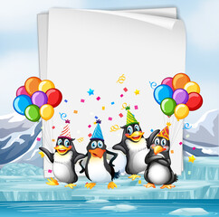 Paper template with cute animals in party theme