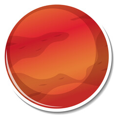 Sticker template with Mars planet isolated
