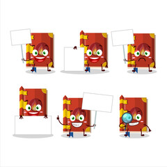 Fototapeta premium Fire book of magic cartoon character bring information board