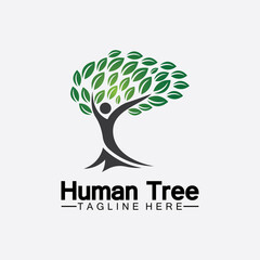 Obraz premium People Tree Vector Logo Template illustration design