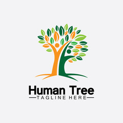 Obraz premium People Tree Vector Logo Template illustration design