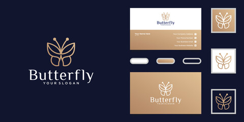 Fototapeta premium minimalist butterfly logo and business card inspiration