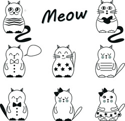 Drawn kittens in graphic design. 