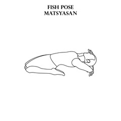 Obraz premium Fish pose yoga workout. Matsyasan. Man doing yoga illustration outline