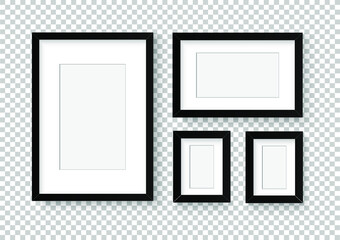 Photo image frame. Wall picture mock up for photograph composition object with shadow. Vector illustrator.