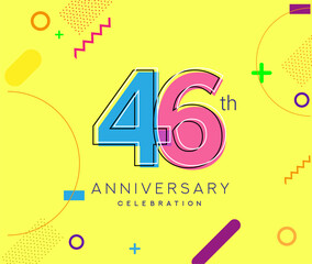 46th anniversary logo, vector design birthday celebration with colorful geometric background.