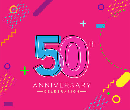50th anniversary logo, vector design birthday celebration with colorful geometric background. - Powered by Adobe