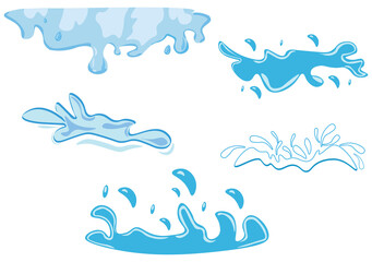 Set of Water Drop and Splash of Sparkling Blue Icon Illustration For Background or Additional to Your Design