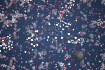 Molecule of Tetracaine. Molecular model, conceptual 3d rendering
