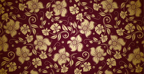 Luxurious floral batik background. Floral decoration curls illustration. Hand drawn paisley pattern elements. Vintage ornament, pattern.