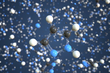 Pyrazole molecule made with balls, conceptual molecular model. Chemical 3d rendering