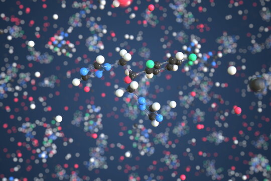 Fluconazole molecule. Conceptual molecular model. Chemical 3d rendering