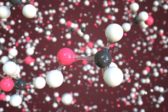 Methanol molecule, scientific molecular model, 3d rendering