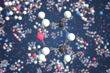 Morpholine molecule, conceptual molecular model. Chemical 3d rendering