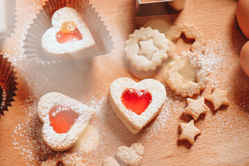heart shaped cookies on the table