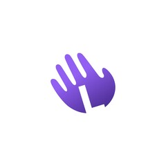 i letter hand palm hello logo vector icon illustration