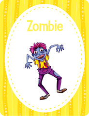 Vocabulary flashcard with word Zombie