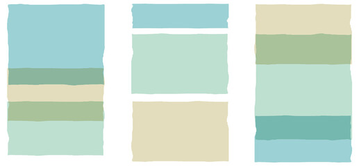 Collection of modern simple artistic abstractions with geometric shapes on a white background. Hand drawn colored squares