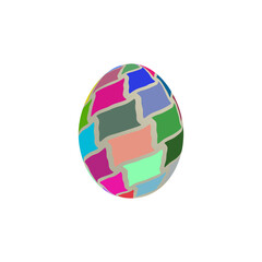 An egg with colored shapes on a white background.