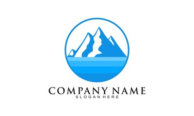 Mountain and sea illustration vector logo