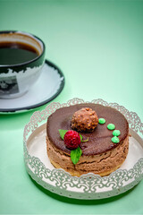 Postre de cheesecake de chocolate
