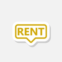 Rent speech bubble symbol isolated on gray background